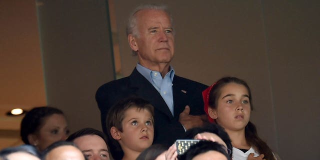 Vice President Joe Biden in the stands before the FIFA Women's World Cup Canada 2015 final between the U.S. and Japan at BC Place Stadium July 5, 2015, in Vancouver, Canada.  