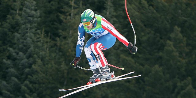 Bode Miller of the United States competes in the Alpine skiing Men's Downhill at Whistler Creekside during the Vancouver 2010 Winter Olympics on February 15, 2010 in Whistler, Canada. 