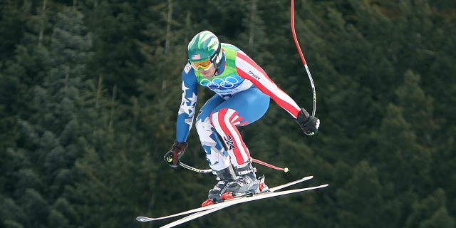 Bode Miller of the United States competes in the Alpine skiing Men's Downhill at Whistler Creekside during the Vancouver 2010 Winter Olympics on February 15, 2010 in Whistler, Canada. 