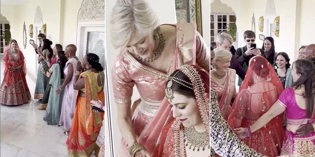 Many Indian brides wear red to their weddings;  red symbolizes passion, prosperity and new beginnings.