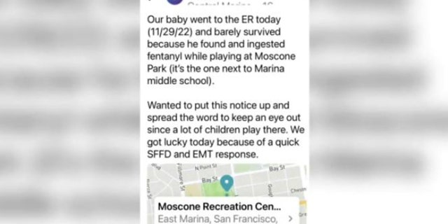 "Our baby went to the ER today and barely survived because he found and ingested fentanyl while playing," Ivan M. wrote on Nextdoor.