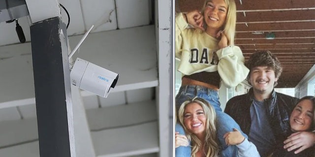A photo combination of a security camera on Linda Lane and the four University of Idaho students who were murdered on November 13.