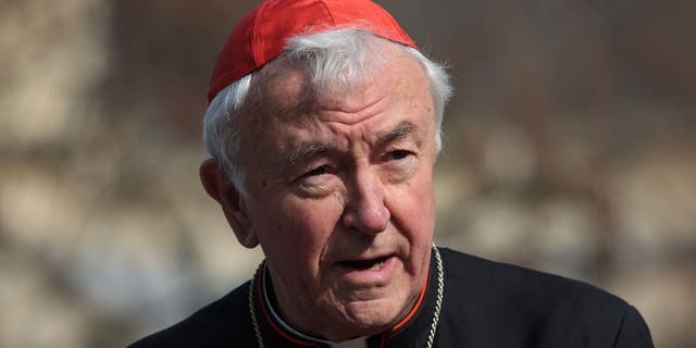 Cardinal Vincent Nichols, Archbishop of Westminster, speaks at a vigil outside Westminster Abbey.