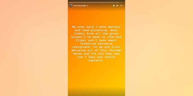 Christina Hall shared on Instagram that she has lead and mercury poisoning.