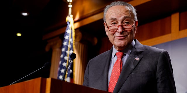 Senate Majority Leader Chuck Schumer, D-N.Y., speaks at a press conference at the U.S. Capitol Building on Dec. 7, 2022.