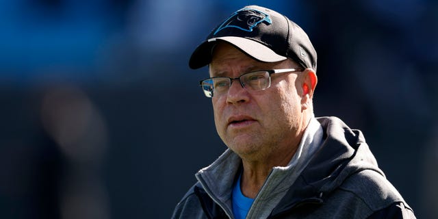 Carolina Panthers team owner David Tepper looks on during warm-ups prior to the game against the Atlanta Falcons at Bank of America Stadium on Dec. 12, 2021, in Charlotte, North Carolina.