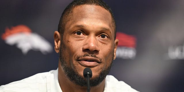 Special Teams Coordinator Dwayne Stukes attends a news conference to announce the new coaching staff for the Denver Broncos at the UCHeath Training Center on February 22, 2022 in Englewood, Colorado.