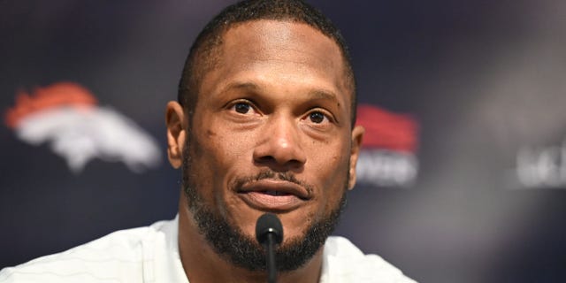 Dwayne Stukes, Special Teams Coordinator, takes part in a press conference announcing the new coaching staff for the Denver Broncos at UCHeath Training Center on February 22, 2022 in Englewood, Colorado.