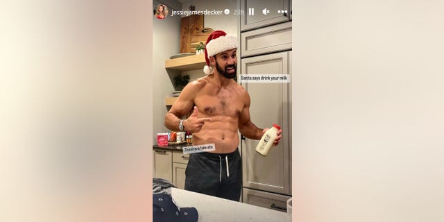 Jessie James Decker posted a shirtless photo of Eric Decker days after being accused of photoshopping abs on her three children.