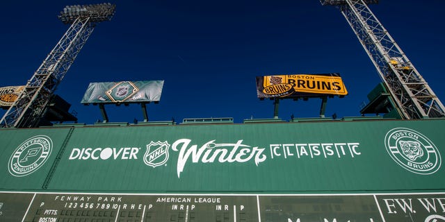The 2023 Discover NHL Winter Classic build-out continues at Fenway Park Dec. 27, 2022, in Boston.