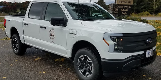 A Ford F-150 Lightning being tested by the U.S. Forest Service.
