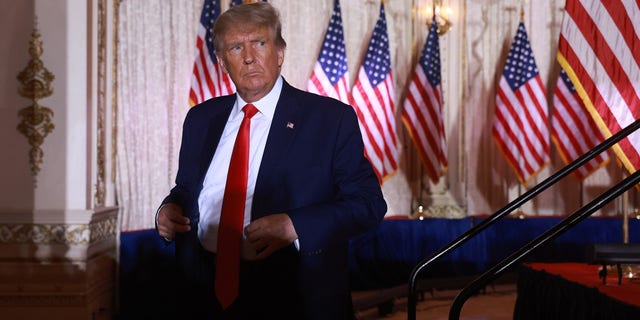 PALM BEACH, FLORIDA - NOVEMBER 15: Former U.S. President Donald Trump leaves the stage after speaking during an event at his Mar-a-Lago home on November 15, 2022 in Palm Beach, Florida. Trump announced that he was seeking another term in office and officially launched his 2024 presidential campaign. (Photo by Joe Raedle/Getty Images)