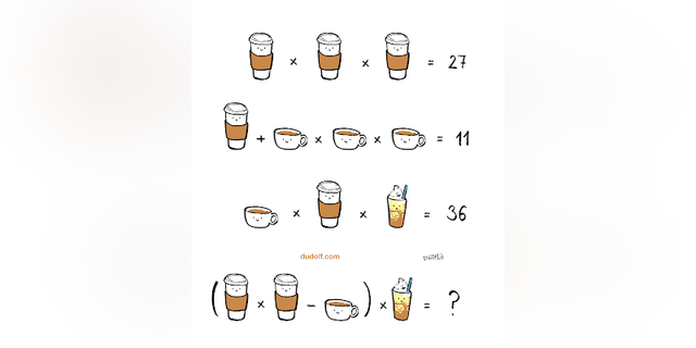 Have fun in attempting this coffee cup brain-teaser which involves a bit of math. Can you solve the equation?