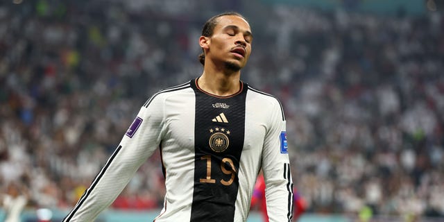 Leroy Sane of Germany reacts during the World Cup Group E match against Costa Rica on December 1, 2022 in Al Khor, Qatar.