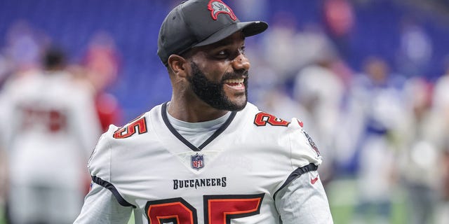 Giovani Bernard of the Tampa Bay Buccaneers is seen after the preseason game against the Indianapolis Colts at Lucas Oil Stadium on Aug. 27, 2022, in Indianapolis.