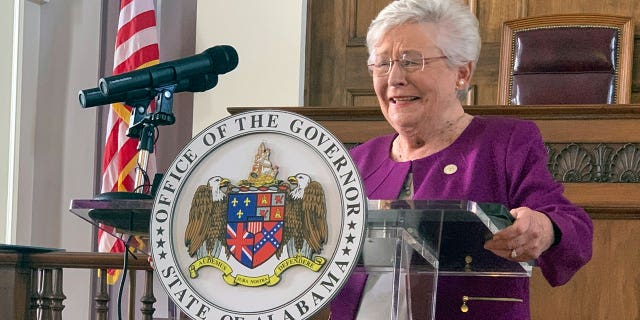 Alabama will become the latest state to allow people to carry concealed handguns without a permit. Pictured: Alabama Gov. Kay Ivey speaks during a press conference at the Alabama Capitol in Montgomery on Aug. 27, 2020. 