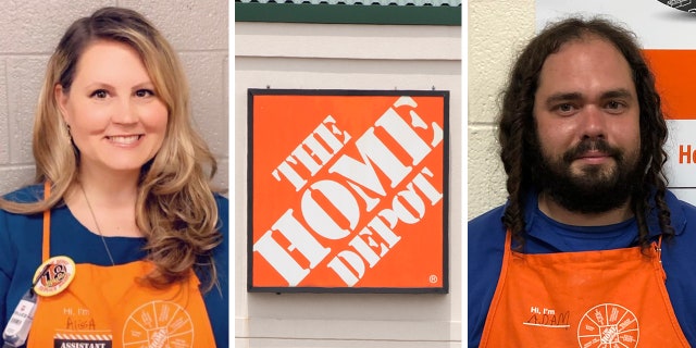 Left to right: Alissa Rocchi, operations assistant and store manager, and Adam Adkisson, employee, tracked down the owner of a cash-filled envelope found at Home Depot in Bellevue, Tennessee.