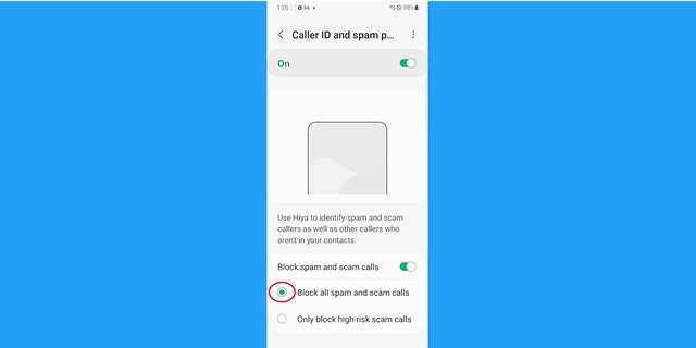 Instructions on how to block spam on an Android.