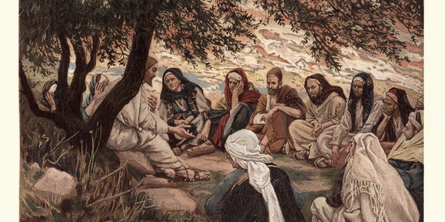 Engraving of Jesus teaching