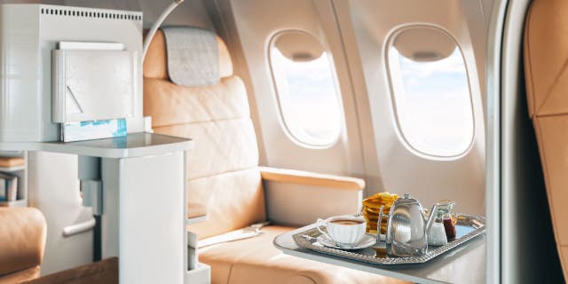 First-class seats are typically larger than coach and have more legroom and space to recline. 