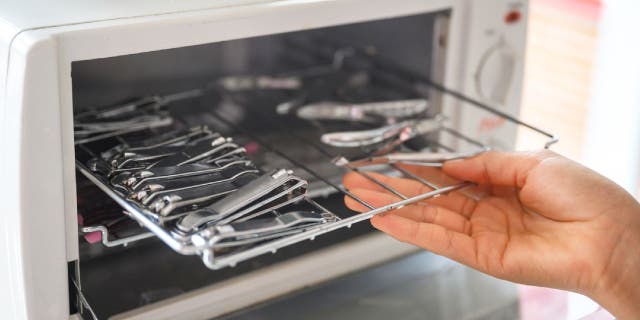 Metal nail grooming tools can be sterilized with an autoclave machine, which uses steam and pressure to kill harmful fungus, bacteria and viruses.