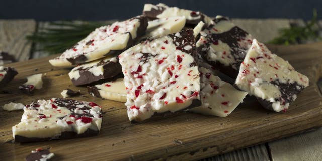 Peppermint bark is a seasonal confection that's generally made with chocolate and candy cane pieces.