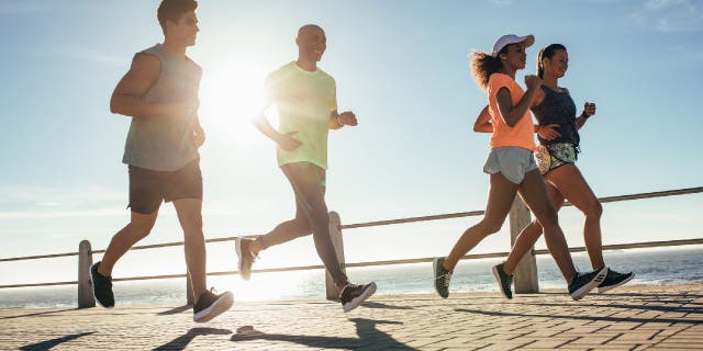 Group of people running