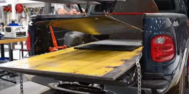 Are electric trucks too heavy to be crash tested? 3 The IIHS loaded a 10th Generation Ford F-150 with enough ballast to reach 9,500 pounds for the test.