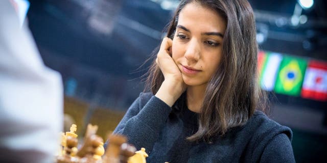 Iranian chess player Sara Khadem competes, without wearing a hijab, in FIDE World Rapid and Blitz Chess Championships in Almaty, Kazakhstan December 26, 2022