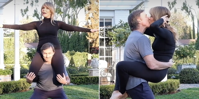 Jaclyn Smith showed off her unique way of exercising with husband Dr. Brad Allen.
