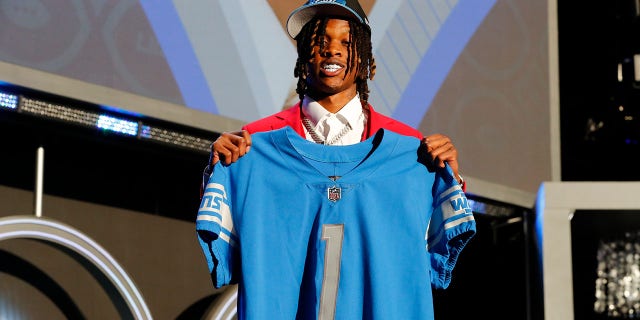 Jameson Williams of Alabama was selected at No. 12 by the Detroit Lions during the NFL Draft April 28, 2022, in Las Vegas. 