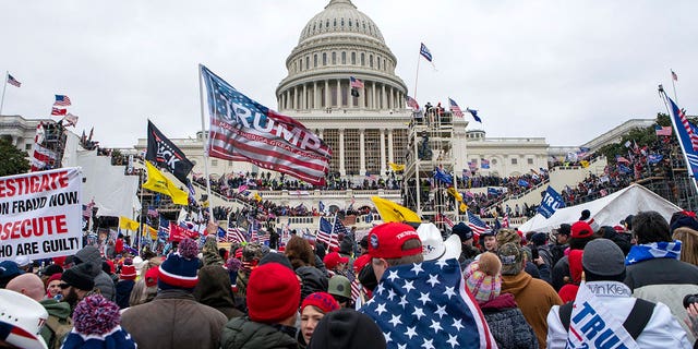 Crowds surround the U.S. Capitol on Jan. 6, 2021, to prevent Congress from ratifying Joe Biden’s presidential victory.