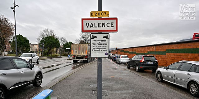 Sign of the city of Valence in Montelimar, France on December 14, 2022. 