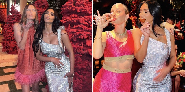 Kim Kardashian posed with two longtime girlfriends Sarah Howard and jewelry designer Jennifer Meyer.