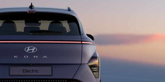 The Kona borrows its pixilated lighting style from the Ionic 5 electric SUV.