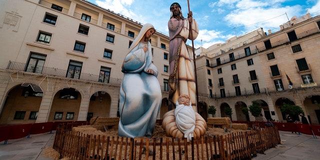 The figure of Joseph, right, stood over 59 feet tall.