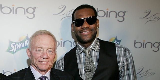 Dallas Cowboys owner Jerry Jones and NBA player LeBron James on the red carpet at the fourth annual Two Kings Dinner hosted by Jay-Z and James at the W Dallas Feb. 13, 2010, in Dallas, Texas.  