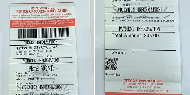 Santa Cruz police release pictures of legitimate parking citations after a 19-year-old was arrested for creating and issuing fraudulent tickets.
