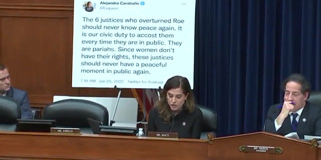 Rep. Nancy Mace, R-S.C., confronts transgender activist Alejandra Caraballo