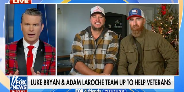 Luke Bryan and Adam LaRoche spoke on Sunday on "Fox and Friends Weekend" about their combined efforts to raise money to help America's veterans this holiday season.
