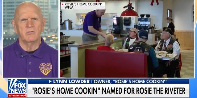 Veterans receive a discount at Rosie's Home Cookin', a diner modeled in part on the small-town diners of Lowder's past. 