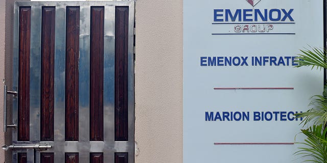 Marion Biotech has halted its cough syrup production after it was linked to the deaths of 19 children, including a 1-year-old, in Uzbekistan. Pictured: A sign depicting the pharmaceutical company Marion Biotech.