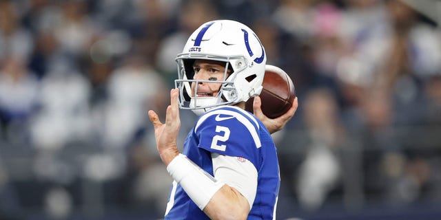 Matt Ryan of the Indianapolis Colts throws a pass in the first half against the Dallas Cowboys at AT and T Stadium Dec. 4, 2022, in Arlington, Texas.