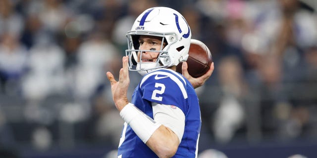 Matt Ryan #2 of the Indianapolis Colts throws a pass in the first half against the Dallas Cowboys at AT&amp;T Stadium on December 04, 2022, in Arlington, Texas.