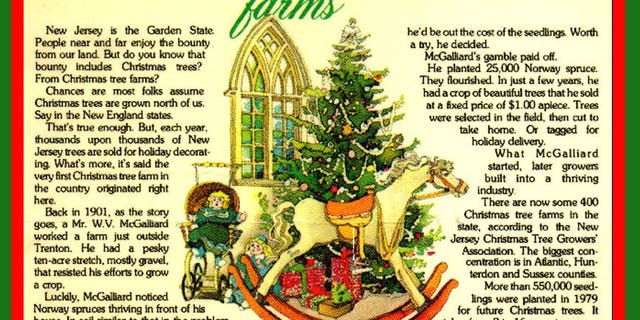 An ad touting the New Jersey Christmas tree industry, referencing McGalliard, apparently from 1979. Original source unknown.