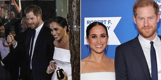 Prince Harry, Duke of Sussex, and Meghan Markle, Duchess of Sussex, were all smiles as they arrived at the Ripple of Hope Award Gala on Tuesday, Dec. 6, 2022.