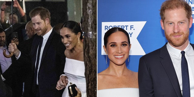 Prince Harry Duke of Sussex and Meghan Markle were all smiles as they arrived to the Ripple of Hope Award Gala on Tuesday night.