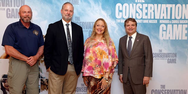 From left: Tim Harrison, Michael Webber, Carole Baskin and Congressman Mike Quigley, D-Ill., attend a screening of "The Conservation Game" at Eaton Hotel in Washington, D.C., on June 24, 2021.