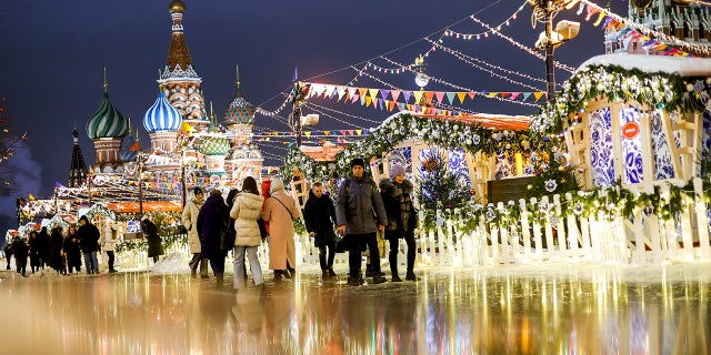 On December 22, 2022, light decorations for the coming New Year were installed in Moscow, Russia.