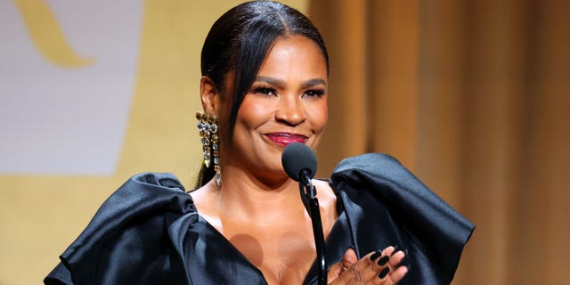 Nia Long speaks onstage during EBONY Power 100 at Milk Studios Los Angeles on October 29, 2022 in Los Angeles.